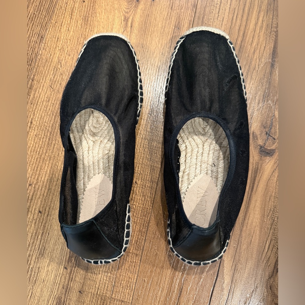 J Crew Black Mesh Espadrille Flats